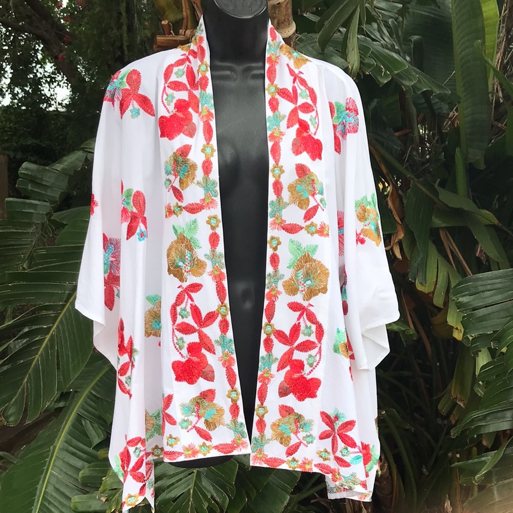 Tolani collection embroidered kimono jacket